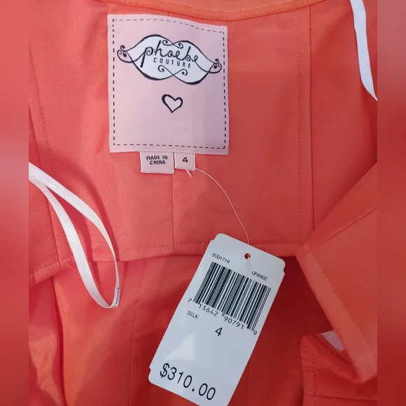 PHOEBE COUTURE "OPANGE" SILK COCKTAIL DRESS 4 - Picture 9 of 13